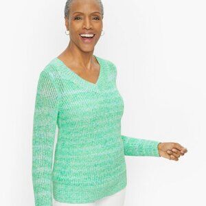 Talbots Gorgeous Green V-Neck Sweater 1X NWT